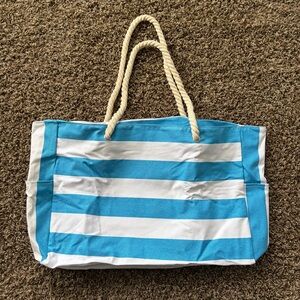 Striped Blue and White Tote Bag